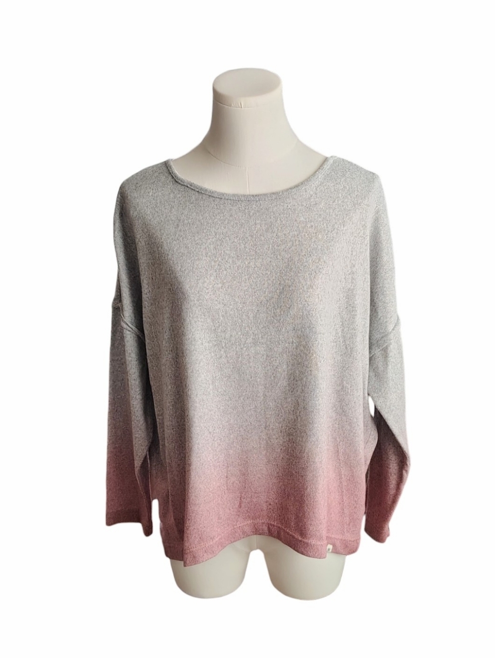Lucky Brand Ombre Gray Pink Super Soft Inside Out Oversized Tee Size Small